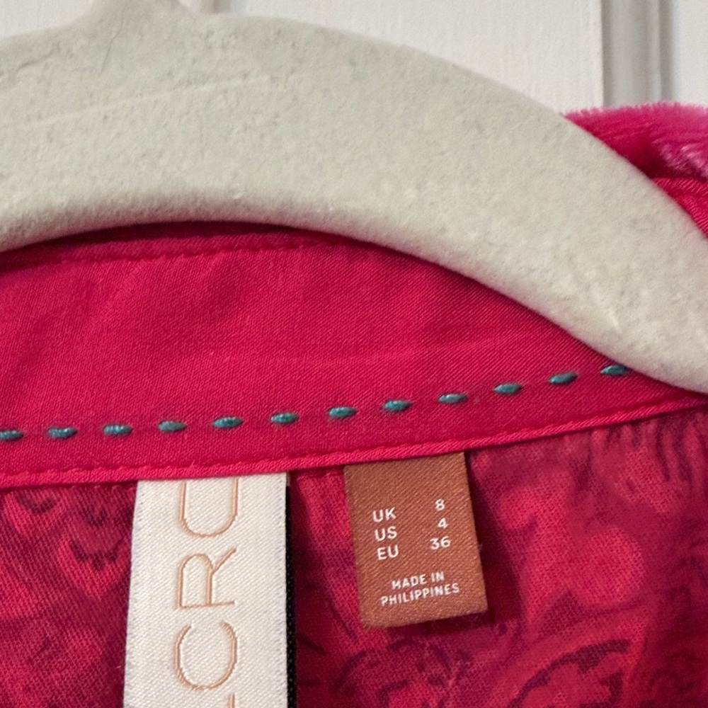 Pilcro Velvet Shirt in Bright Pink - Picture 3 of 6